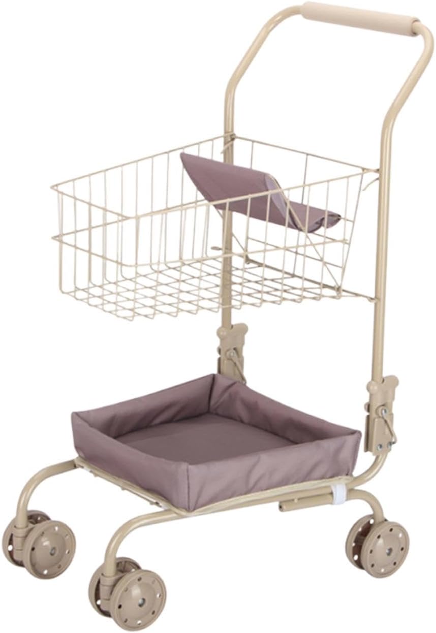 Simhoa Kids Shopping Cart Toy, Simulation Supermarket Handcart, Role Play Dollhouse Grocery Cart, Flower Basket