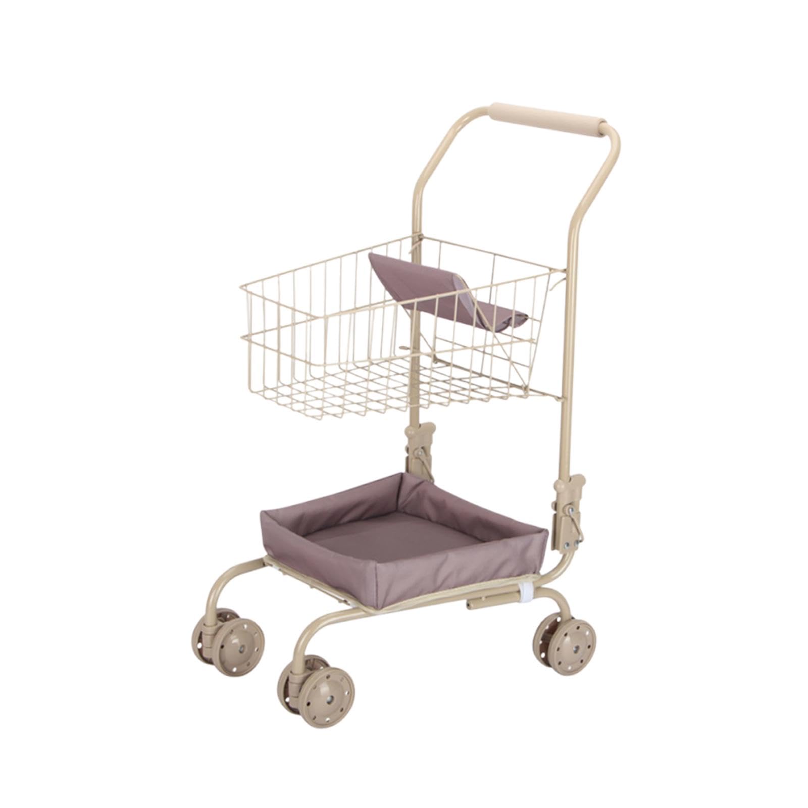 predolo Einkaufskorb Kinder Einkaufswagen Mini Einkaufsrollwagen Rollenspiel Lernspielzeug Handwagen mit Universalrädern für Geschenk Kinderzimmer Dekoration, Korb in Unifarbe