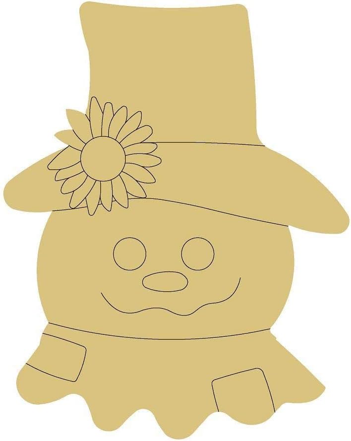 Scarecrow Design by Lines Cutout Unfinished Wood Fall Halloween Thanksgiving MDF Shaped Canvas Style 31 Art 5 (24")