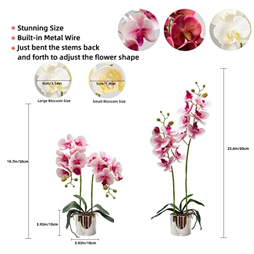 Artificial Orchid Flowers Pink Faux Orchids With Ceramic Vase Vivid Fake Phalaenopsis Flower Arrangement Gorgeous Artificial Plants For Office Desk Wedding Party Exhibition Center & Home Table Decor #TOP3