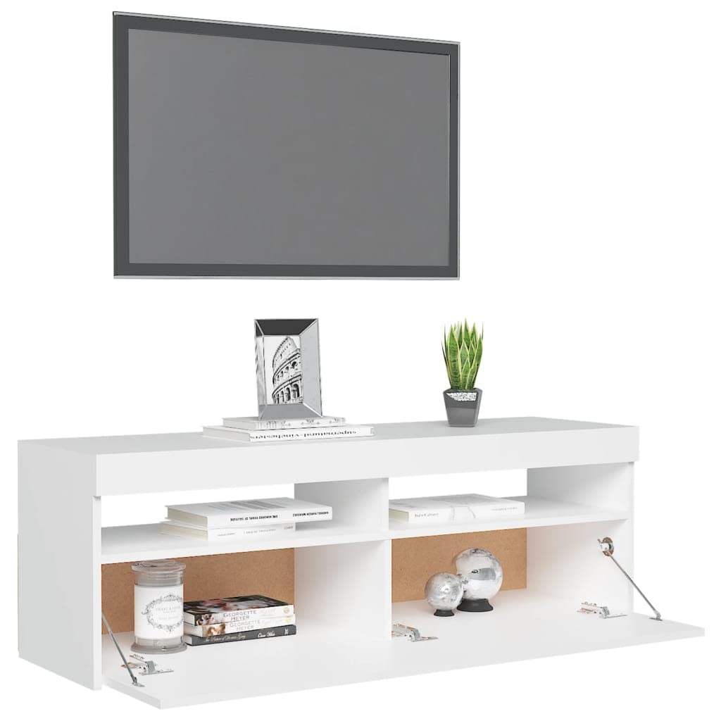 vidaXL - TV-Möbel - TV-Schrank mit LED-Leuchten Weiß 120x35x40 cm