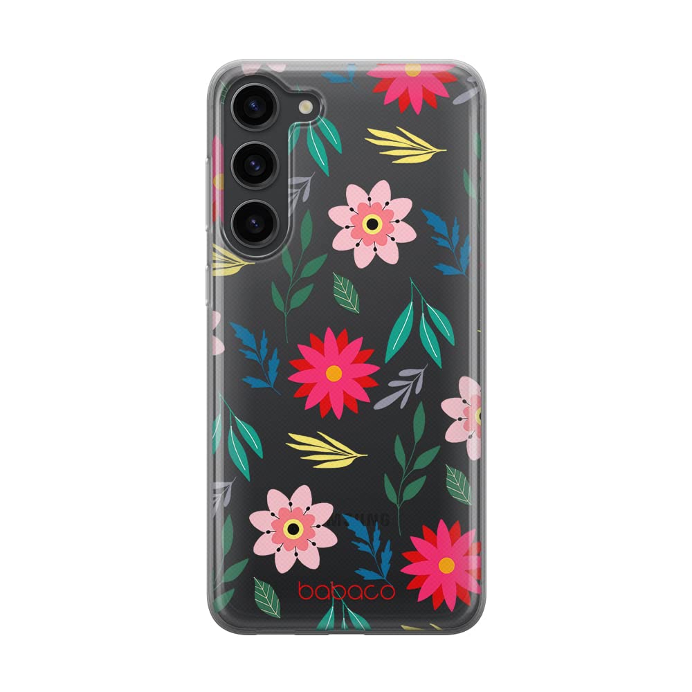 Babaco ERT GROUP mobile phone case for Samsung S23 original and officially Licensed pattern Flowers 010 optimally adapted to the shape of the mobile phone, partially transparent