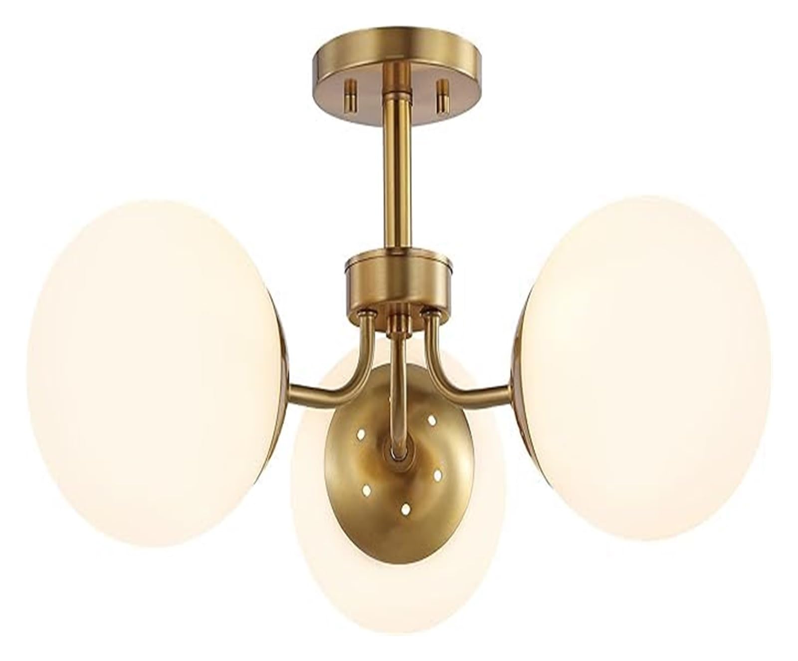SXWNBIFH Wall Lamp Globe Semi Flush 1-Light Mount Ceiling Light Fixture Milk Glass Matte Gold Finish Contemporary Mid Century Modern Lighting for Hallway Living Room Kitchen (Size : 3-Ligh