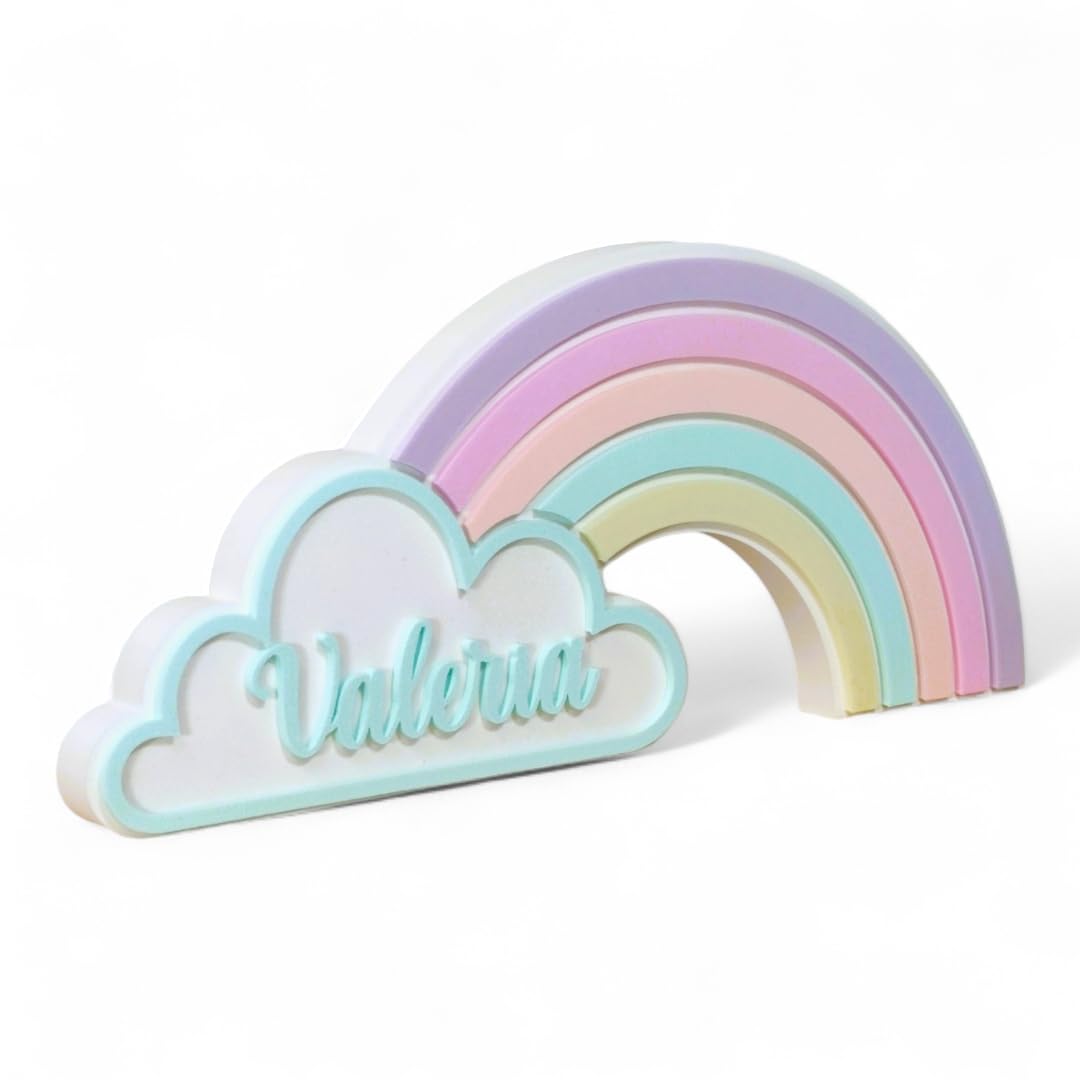 Arcobaleno con nome personalizzato. Diversi modelli tra cui scegliere. Regalo per neonati e bambini. Decorazione per baby shower e caramelle, per la cameretta dei bambini e la cameretta