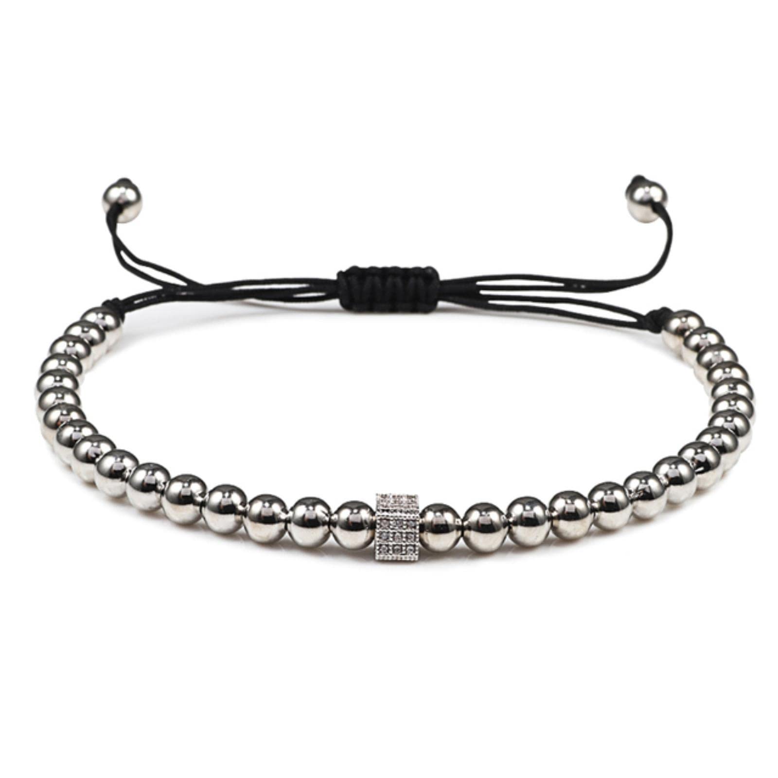 Bracelets, Hot Luxury Charm Bracelet Trendy Black Gold CZ Cube Dice Charm Beads Handmade Weave Bracelets&Bangles Jewelry Gift For women Men