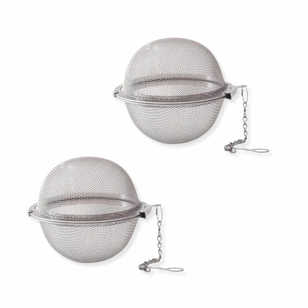 PARENCE.- Set de 2 Bolitas de Té de Acero Inoxidable - Infusor de Té de Acero Inoxidable con Cadena | Filtros de té, infusiones, especias, hierbas, infusiones caseras | Reutilizable, fácil de limpiar