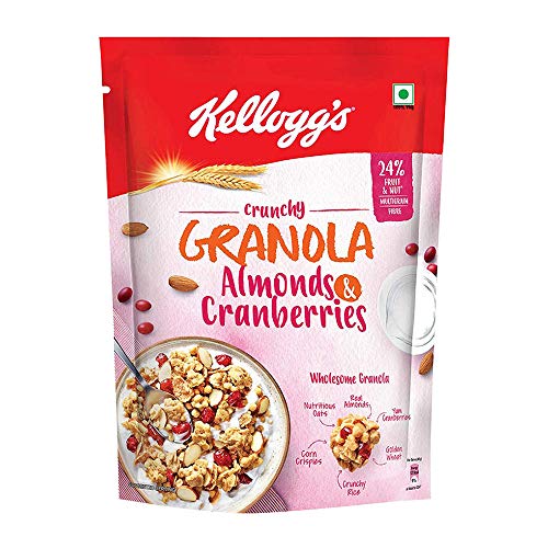 Kellogg’s Crunchy Granola Almonds and Cranberries | Breakfast Cereals | Multigrain Flakes, 460g
