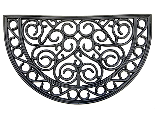 PROGOM - Paillasson 100% Caoutchouc - Noir - Demi Lune - Effet Fer forgé - 75 x 45 x 1.2 cm