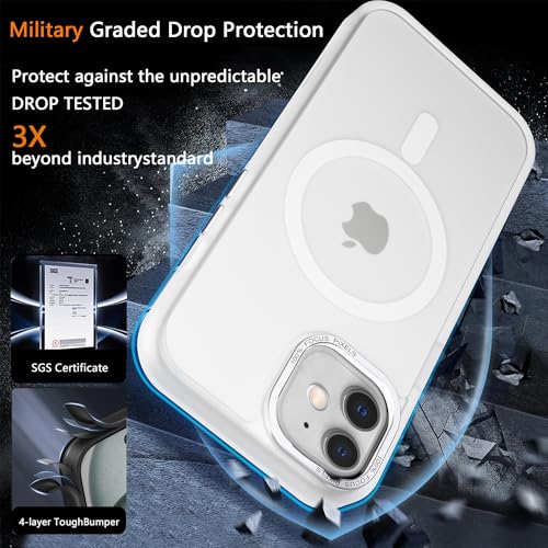 Image of Magnetic iPhone 12mini case,Compatible with Magsafe, Military-Grade Protection,Slim Translucent Matte Shockproof with Anti-Scratch Anti-Fingerprint Phone Cover (Frosted White, iPhone 12mini)