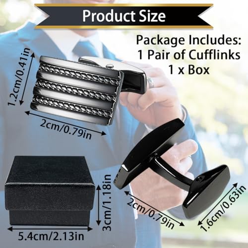 Mancuernillas para hombre clásicas negras con caja miniatura 2