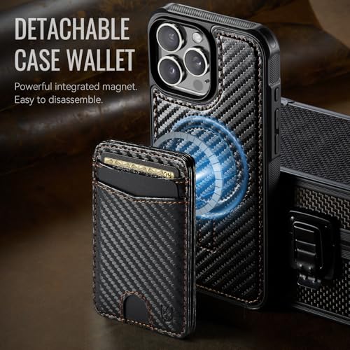 Usroom for iPhone 16 Pro Max Wallet Case Compatible with Magsafe, Magnetic RFID Blocking Card Holder Kickstand 2 in 1 Detachable Case for iPhone 16 Pro Max 6.9", Carbon Black by Usroom - Image 9