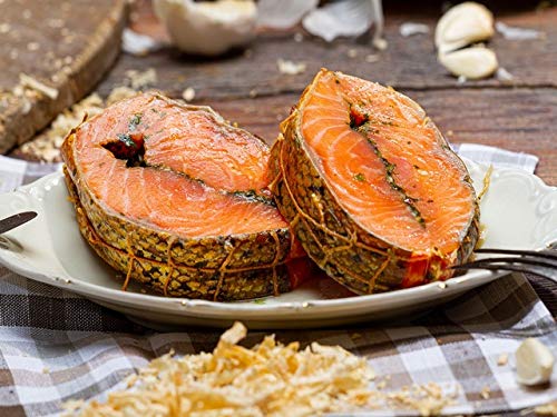 GreetFish Netzlachs, Lachs über Buchenrauch geräuchert, mariniert mit Knoblauch, Bärlauch und Gewürzen, 300g