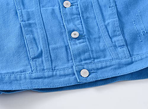 Image of Men's Sleeveless Ripped Denim Vest Casual Slim Fit Button Down Jeans Vests Jacket