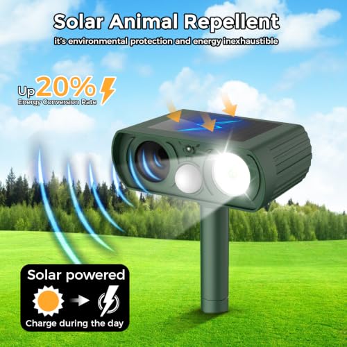 Image of Solar Ultrasonic Animal Repellent, Waterproof Deer Repellent, Outdoor Cat Repellent with Motion Detection, Squirrel, 2 Pack