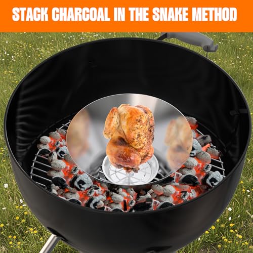 onlyfire Edelstahl Kohlekorb BBQ Kraftstoff Dome für Weber Kugelgrill, Holzkohlegrill und Andere Keramikgrills | Direktes und Indirektes Grillen | Holzkohle Briketthalter | Holzkohlekorb Zubehör