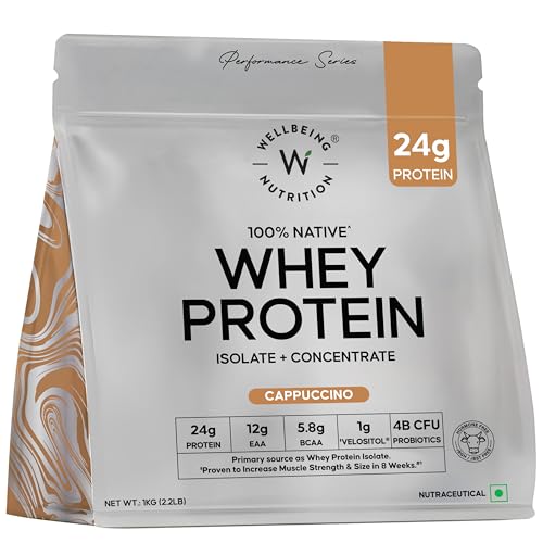 Wellbeing Nutrition Whey Protein Isolate & Concentrate 1Kg Cappuc...