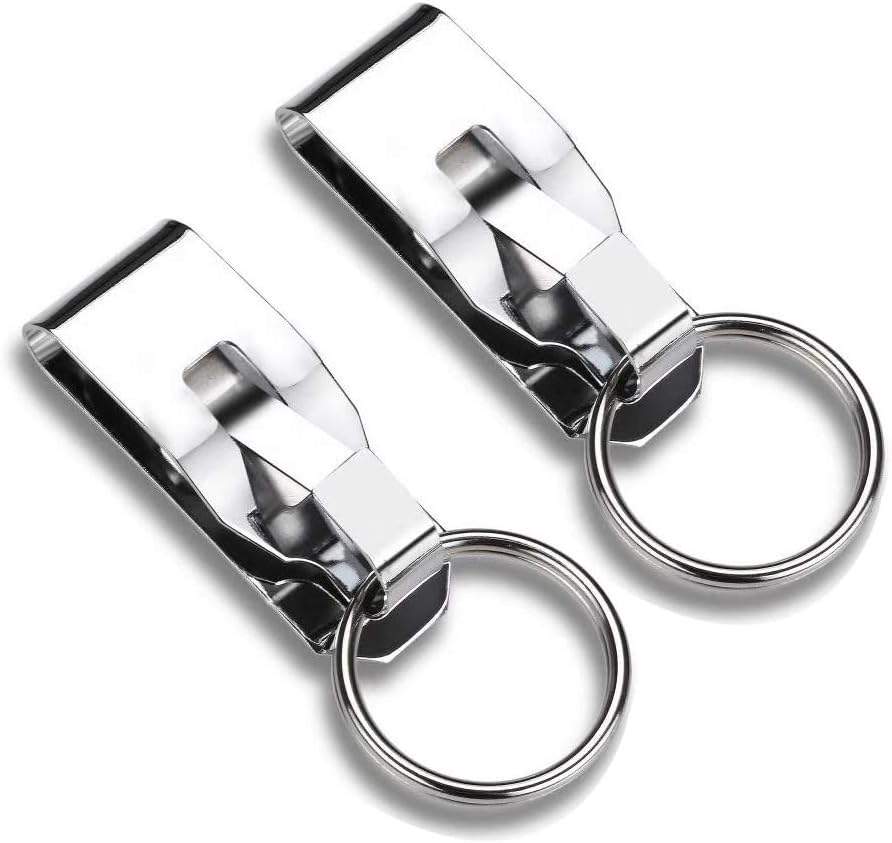 Belt Key Holder Key Ring Security Belt Clip-on Key Chain, Pack of 2