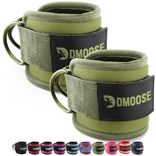 Image of DMoose Ankle Strap for Cable Machine - One Size Fit with Premium Padding, Workout Kickback Ankle Cuffs, Ankle Bands for Working Out, Booty Workouts, Leg Extension, Hip Abductors & Lower Body Exercises