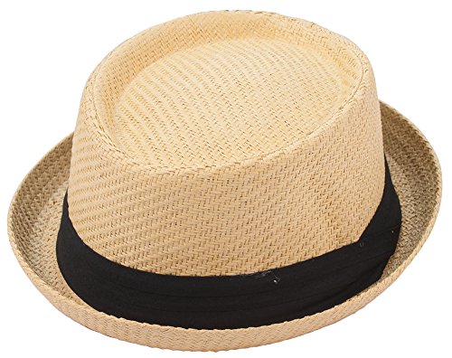 Milani Fedora Roll Up Brim Hat with Grosgrain Ribbon Band Natural