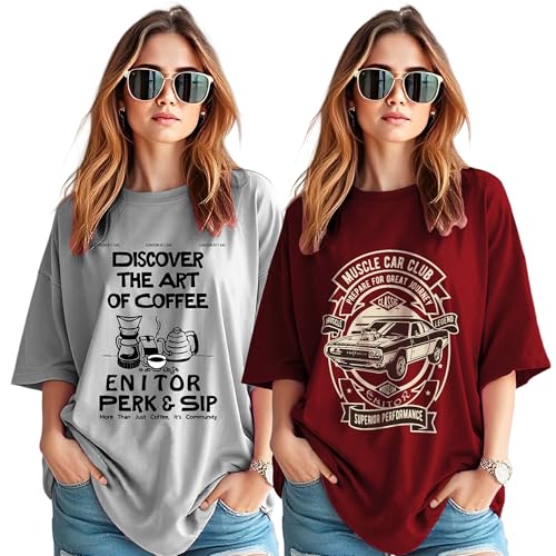 Image of AUSK Oversized T-Shirt for Womens || Graphic Front Printed Loose fit Womens Tshirt