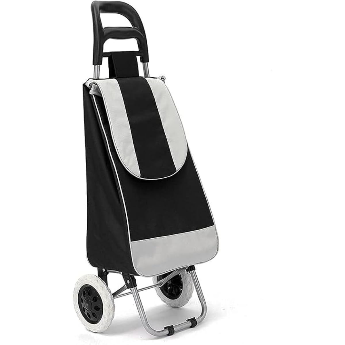 CONTIMEX Carrito de Compras Plegable con Ruedas, Bolsa Impermeable y Estructura Resistente – Carro de Mandado Portátil para Supermercado (Negro)