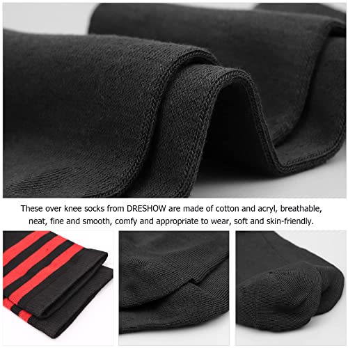 Image of DRESHOW 6 Pairs High Thigh Socks Striped Over Knee Thin Tights Long Stocking for Women Leg Warmer