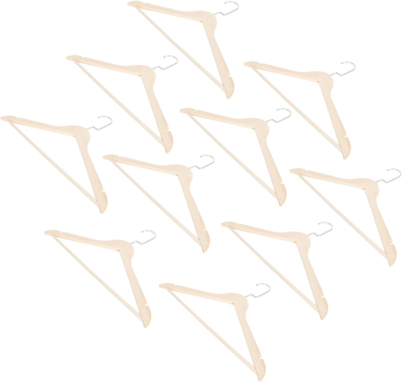 Unomor Non-Slip Wooden Clothes Hangers 10-Pack Retro Solid Wood Wardrobe Hangers Chrome Swivel Hook for Shirts Coats and Pants for Closet Organization