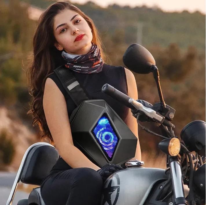 Image of AL KIAN LED Backpack Devil's Eye Shoulder Bag Crossbody Bag Hard Shell Waterproof App Control DIY Programable LED Motorcycle Backpack Riding Sling Backpack for Travel, Camping & Cycling Daily Used