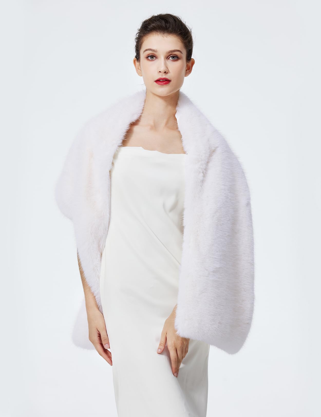 BEAUTELICATE Châle Étole en Fausse Fourrure Cape De Femme Mariage Hiver Boléro Fourrure pour Soirée Mariée Demoiselle d'honneur Cérémonie Fête Noël