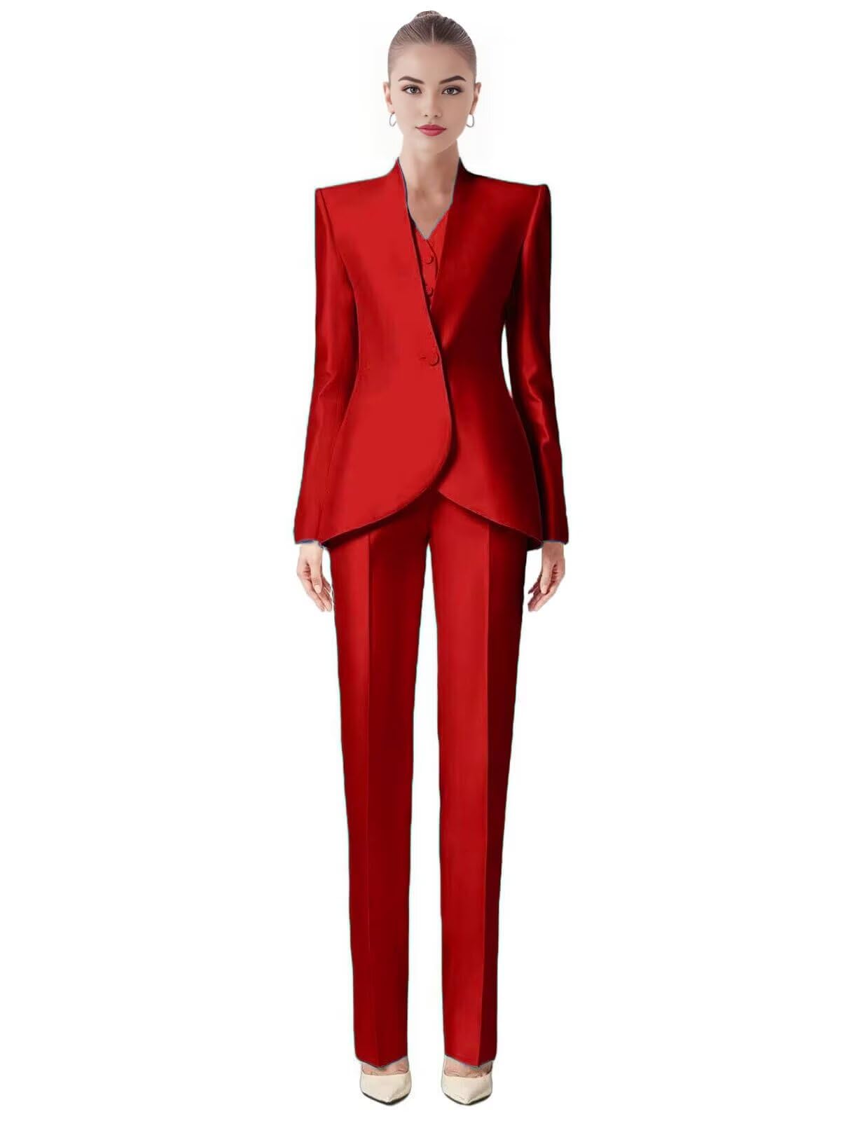 Pant Suits for Women Dressy Womens Pant Suit 3 Piece Suit Women Satin Pantsuit Womens Blazer and Pants