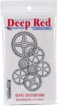 Gears Background Rubber Cling Stamp 2.1 x 3 inches