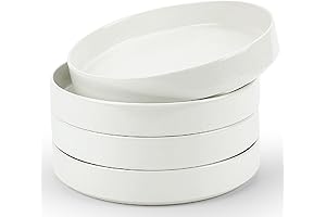famiware Nebula Pasta Bowls for 4, 8.75" Round Plates with Rim, Salad...