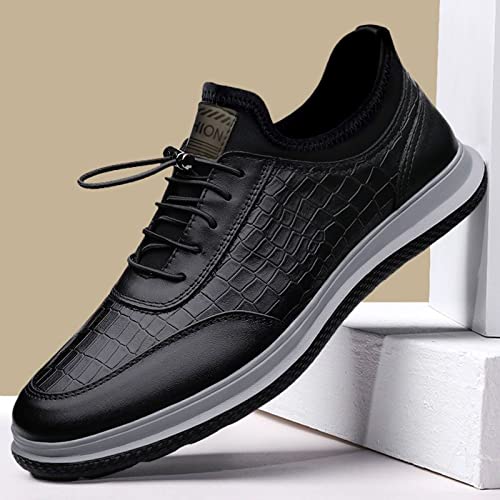 Men's Thick-Soled Lace-up Crocodile Leather Sneakers Comfort Breathable Waterproof Casual Thick Bottom Shoes Walking Softsole Business Oxford Sports Shoes3