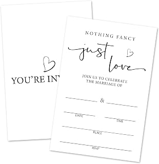 Minimalism Wedding Invitation - Nothing Fancy Just Love, 25 Wedding Invitations with Envelopes for Mr And Mrs Newlyweds, Fill-In Style Invitation Cards for Bridal Shower Engagement Party -10
