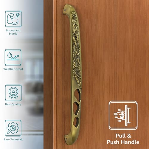 Image of Plantex Heavy Duty Door Handle for Main Door /13-inches Antique Door Handle for Main Door /Pull Push Door Handle for Home /Office /Hotel - Pack of 1 (311-Brass Antique Finish) - 3 Years Warranty