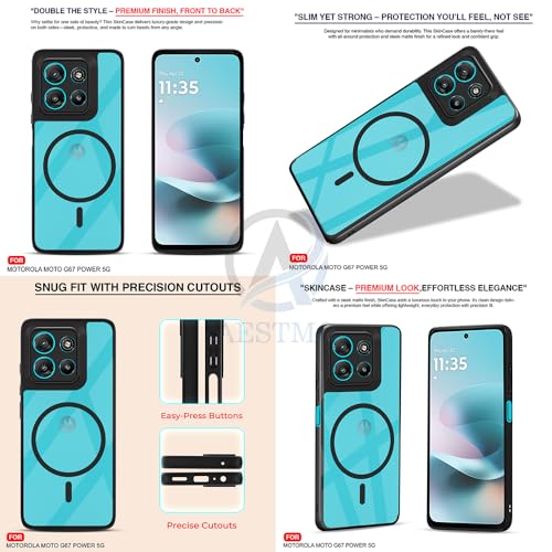 Image of AESTMO Motorola Moto G67 Power / G57 Power 5G Back Cover | 360 Protection | Crystal Clear Hard Back Transparent | Compatible with MagSafe Accessories (PC+TPU, Black Bumper)