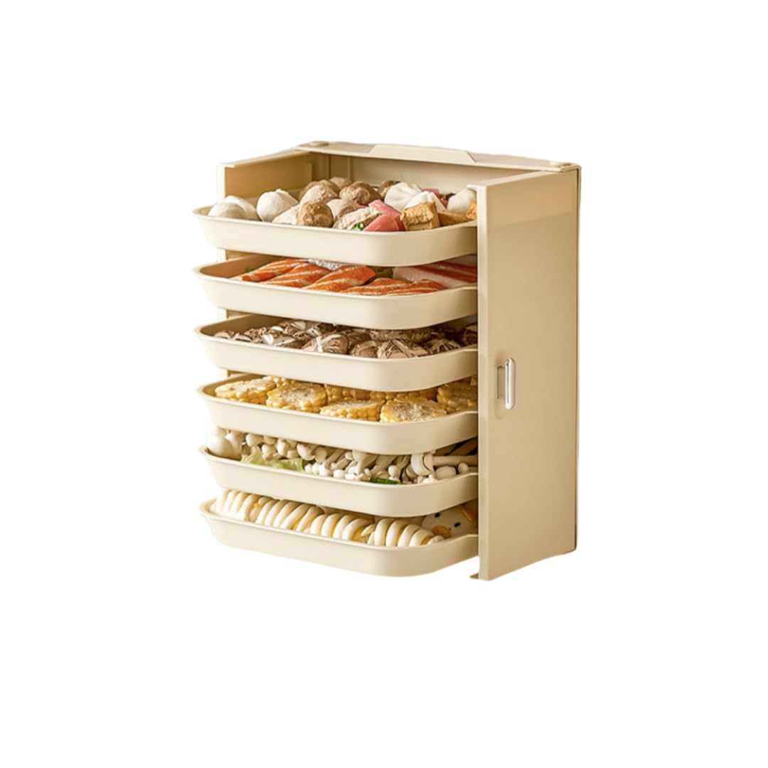 Multi-functional Kitchen Dish Rack for Home Use Foldable Punch Free Storage Rack Wall Mounted Multi-Layer Food Cooking Tableware Storage (Cream White (PP6 Layer)) クリームホワイト（PP6層板）