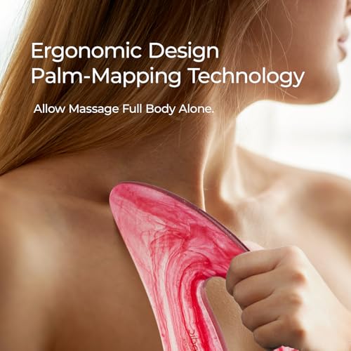 Image of Scienlodic 2 Pcs Large Body Gua Sha Massage Tools (Red, Resin) - Muscle Scraper for Back, Neck, Waist & Legs, Muscle Relaxation, Soothe Tension