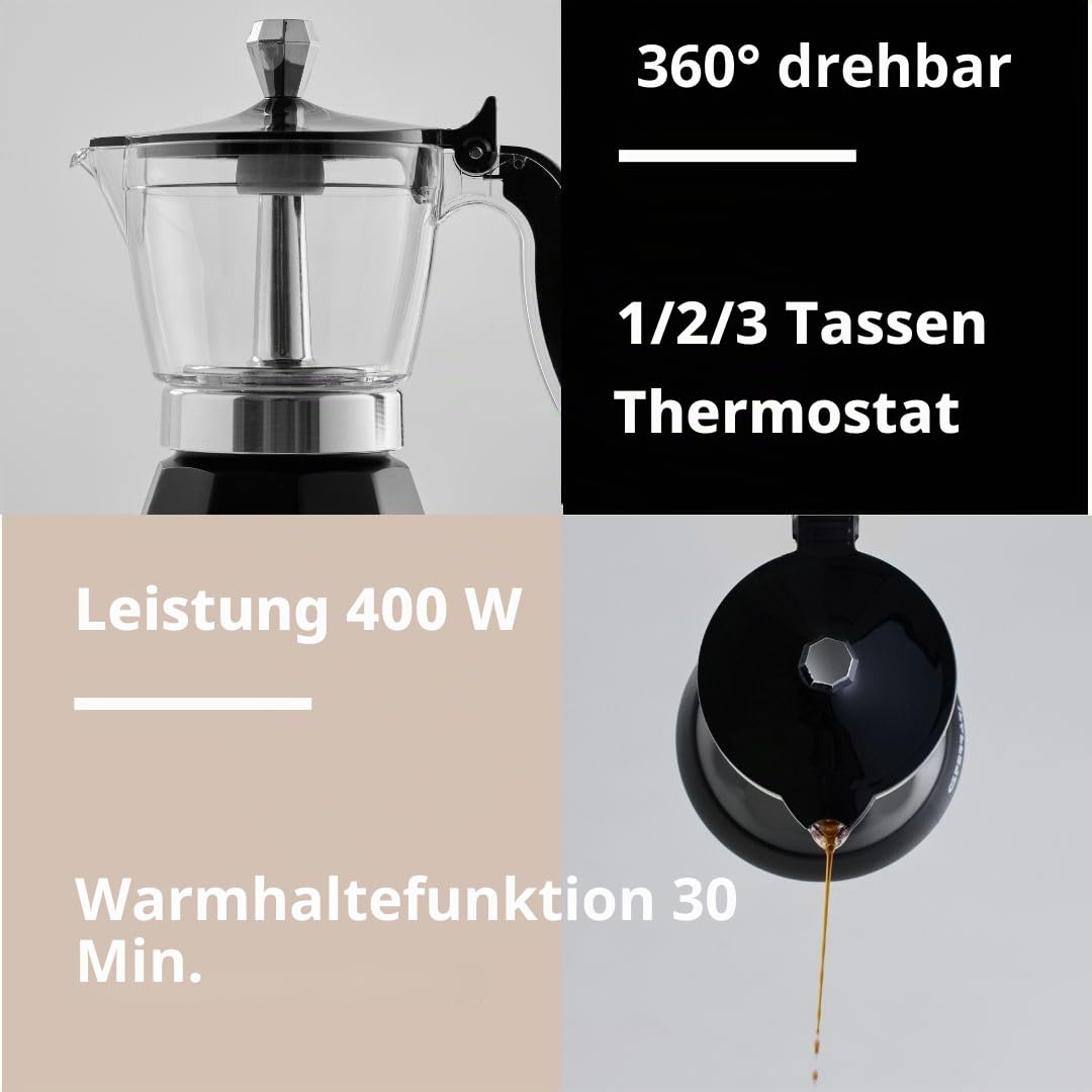 G3 Ferrari G10028 elektrischer Espressobereiter Bonjour für 3 Tassen mit Warmhaltefunktion – Ansicht 3