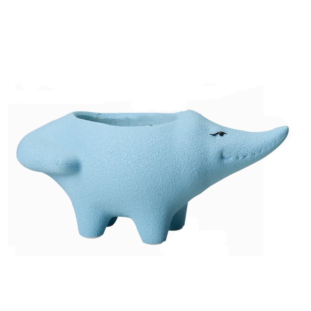 GELASIGE Flower Pots Crocodile Succulent Flower Pots, Cute Ceramic Flower Pots, Balcony Flower Pots, Garden Decorative Flower Pots Outdoor Flower Pots(A)