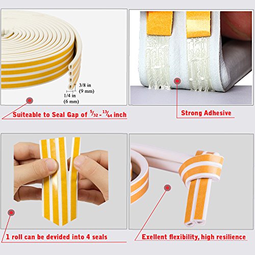 Image of Savina Foam Weather Stripping Anti Collision for Doors and Windows 52 Ft Long Self Adhesive Best Weatherstrip for Door /Window 4 Seal