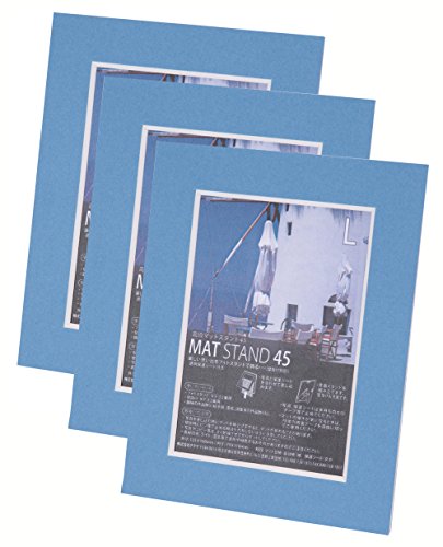 Chikuma フォトフレーム マットスタンド45 L スカイブルー 3冊セット 30114-1