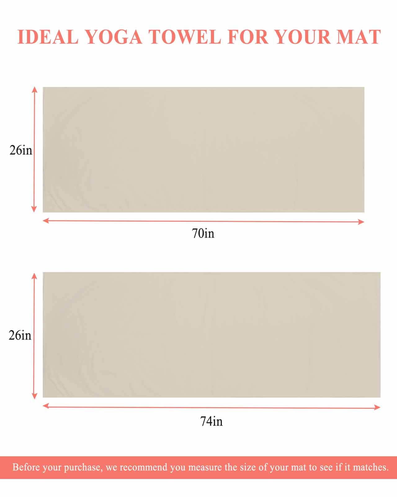 DecorLovee Toalla de yoga para yoga caliente, toalla de microfibra que absorbe el sudor, toalla de yoga antideslizante con 4 bolsillos en las esquinas para Bikram, pilates, moderno blanco marfil puro,