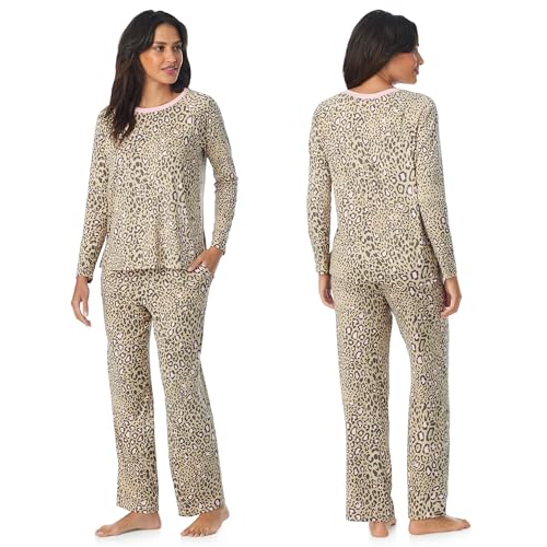 Image of Cuddl Duds Long Sleeve Crewneck Matching Pajamas 2 Piece PJs Set for Women | Sleepwear & Loungewear, Printed PJ Shirt & Pants with Pockets, Comfy & Cute, Soft Lightweight & Breathable Lounge Sets