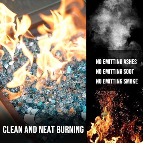 Image of Skyflame 10-Pound Fire Glass for Fireplace Fire Pit and Landscaping, 1 /2-Inch Aqua Blue Reflective