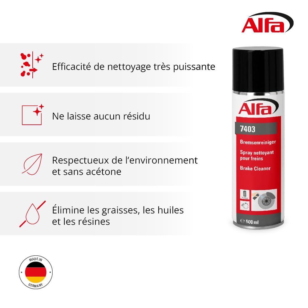 Alfa Nettoyant Freins – Dégraissant Puissant – 500 ML – 48 pièces