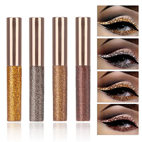 Liquid Glitter Eyeliner,Glitter Eyeshadow,Red Gold White Orange liquid eyeliner colorful set,Long Lasting Waterproof Sparkling Eyeliner Eye Shadow Pen for Women Girls（Set B）