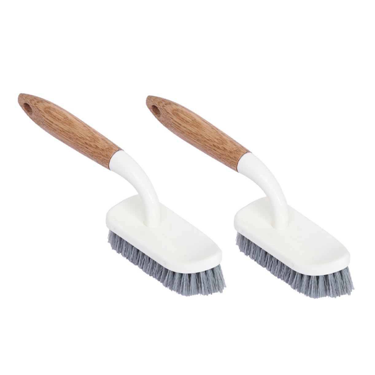 Hard Cleaning Brush with Wooden Handle 9.3 Inch Stiff Scrubbing Brush for Bathroom Floor Tile Grout and Tub Cleaning with Hanging Hole Design
