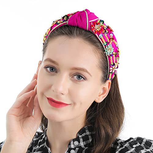 Qianxuan Solid Color Wide Headbands For Women Diamond Rhinestone Headbands For Women Top Knot Headband Crystal Handmade Jewelry Girls Hair Accessories Glisten Fashion Hairband #TOP1