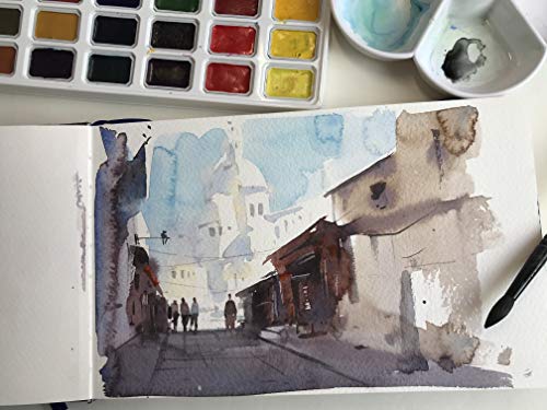 Tumuarta Watercolor Journal, 3.5X5.5”, 140 Lb, 300 Gsm, Cotton Paper, Cold Press, 24 Sheets, 48 Pages, Watercolor Paper Sketch Books For Use As Mixed Media Pad On The Go #TOP2